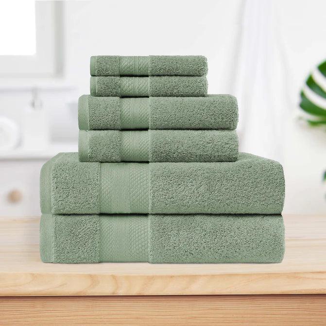 Turkish Cotton Highly Absorbent Solid 6 Piece Towel Set - Towel Set by Superior