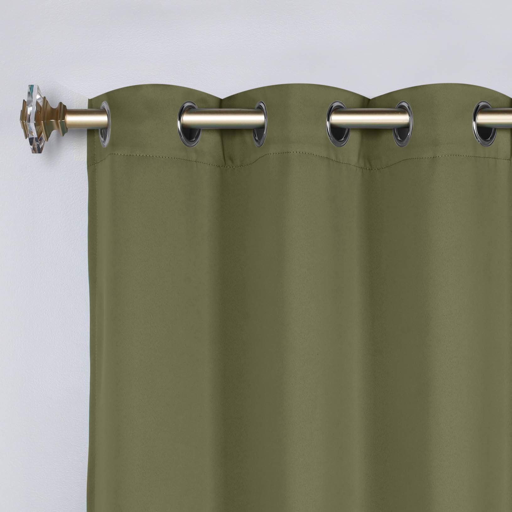 Classic Modern Solid Room Darkening Blackout Curtain Panels, Set of 2 - OliveGreen