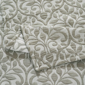 Vineyard Cotton Blend Medium Weight Matelasse Floral Scroll Coverlet