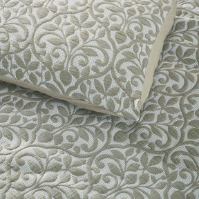 Vineyard Cotton Blend Medium Weight Matelasse Floral Scroll Coverlet