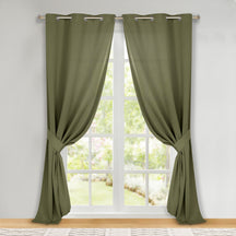 Classic Modern Solid Room Darkening Blackout Curtain Panels, Set of 2 - OliveGreen