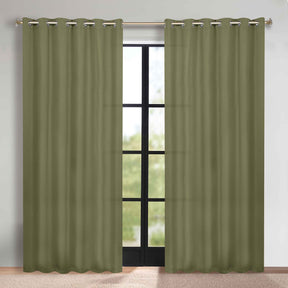 Classic Modern Solid Room Darkening Blackout Curtain Panels, Set of 2 - OliveGreen