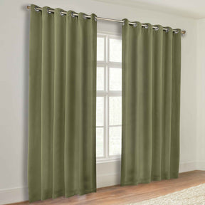 Classic Modern Solid Room Darkening Blackout Curtain Panels, Set of 2 - OliveGreen