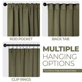 Solid Room Darkening Blackout Curtain Panels, Back Tabs, Set of 2 - OliveGreen