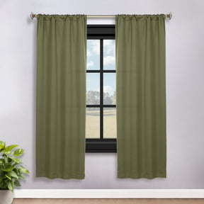 Solid Room Darkening Rod Pocket Blackout Curtain Panels, Set of 2 - OliveGreen