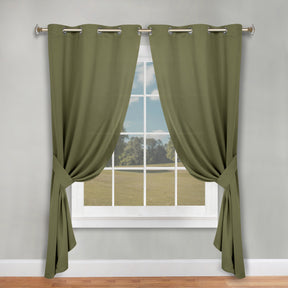 Classic Modern Solid Room Darkening Blackout Curtain Panels, Set of 2 - OliveGreen