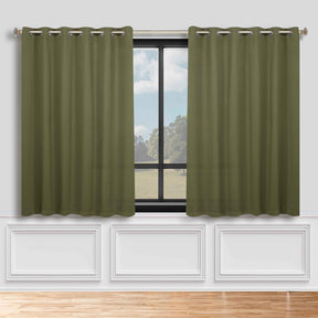 Classic Modern Solid Room Darkening Blackout Curtain Panels, Set of 2 - OliveGreen