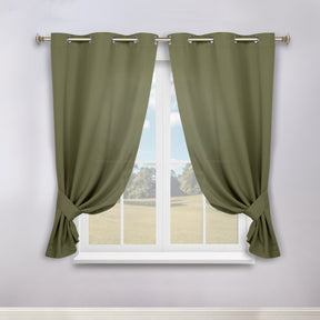 Classic Modern Solid Room Darkening Blackout Curtain Panels, Set of 2 - OliveGreen