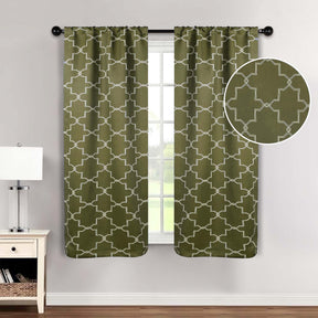 Imperial Trellis Washable Room Darkening Blackout Curtains, Set of 2