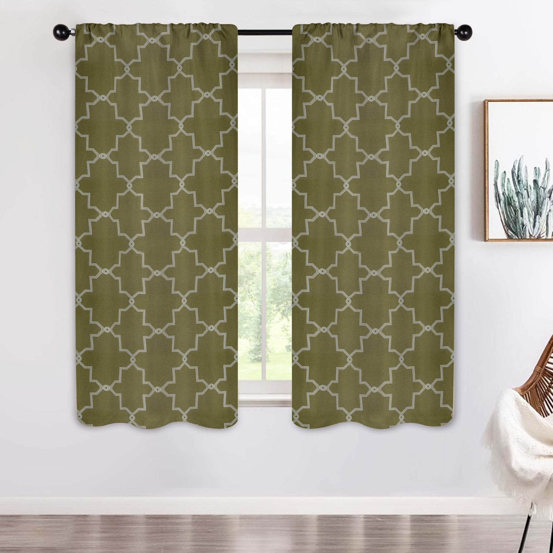 Imperial Trellis Washable Room Darkening Blackout Curtains, Set of 2