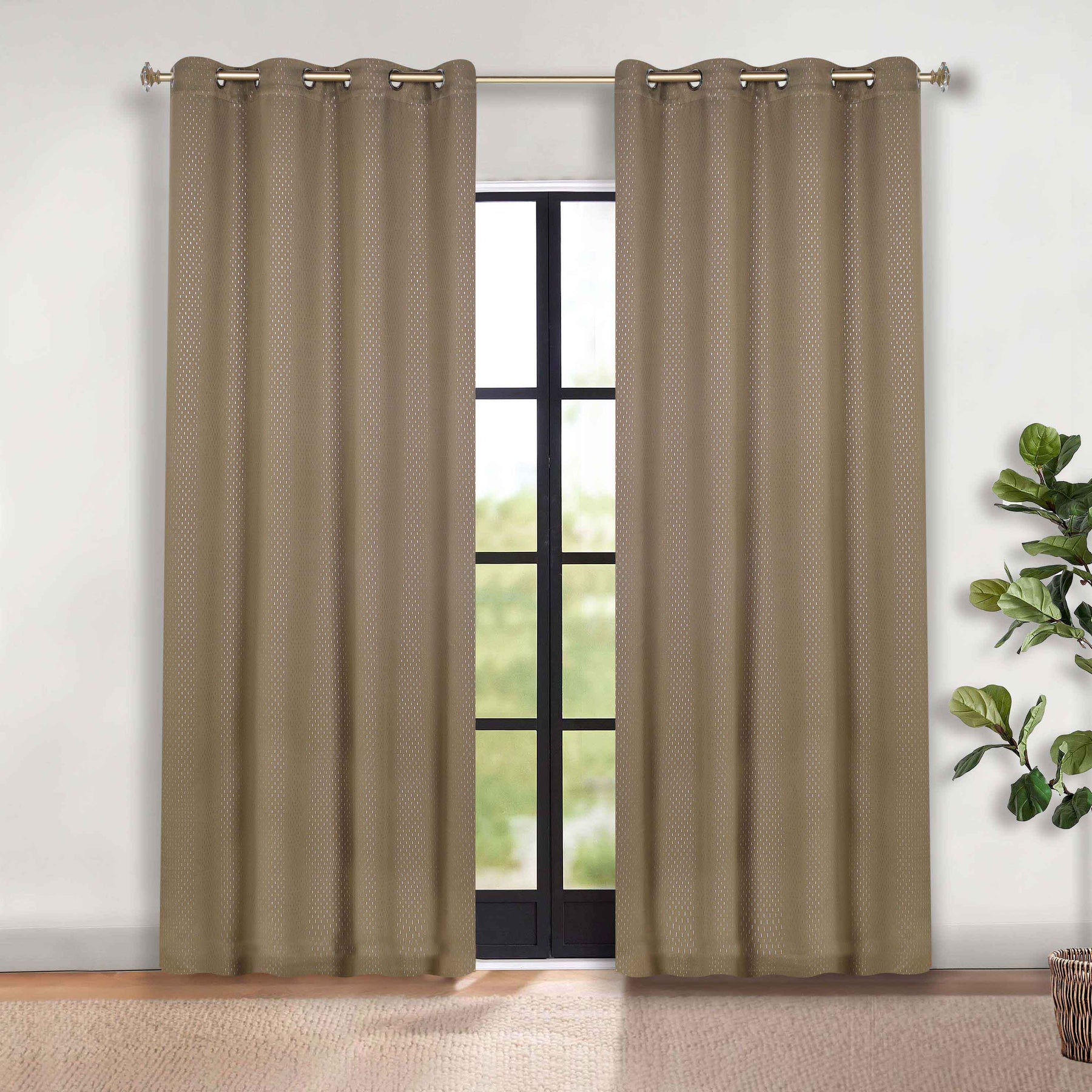 Modern Shimmer Washable Room Darkening Blackout Curtains, Set of 2