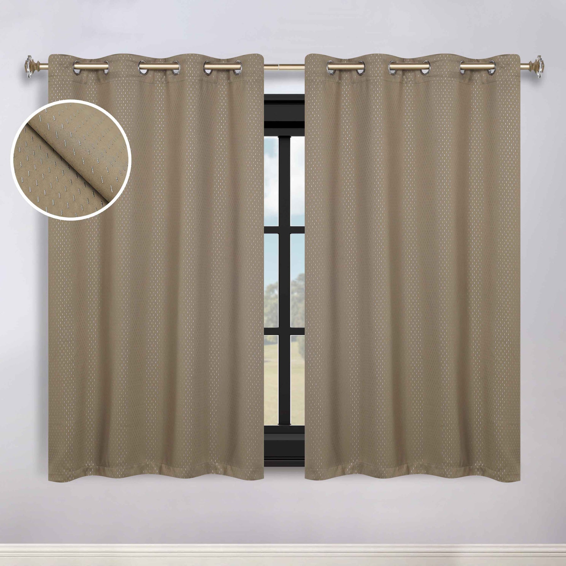 Modern Shimmer Washable Room Darkening Blackout Curtains, Set of 2