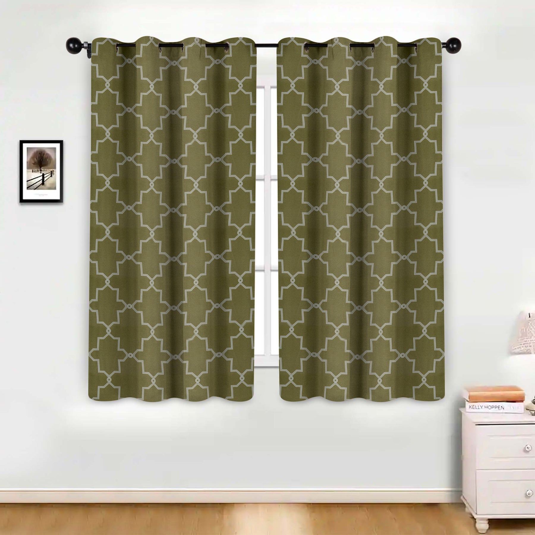 Imperial Trellis Washable Room Darkening Blackout Curtains, Set of 2