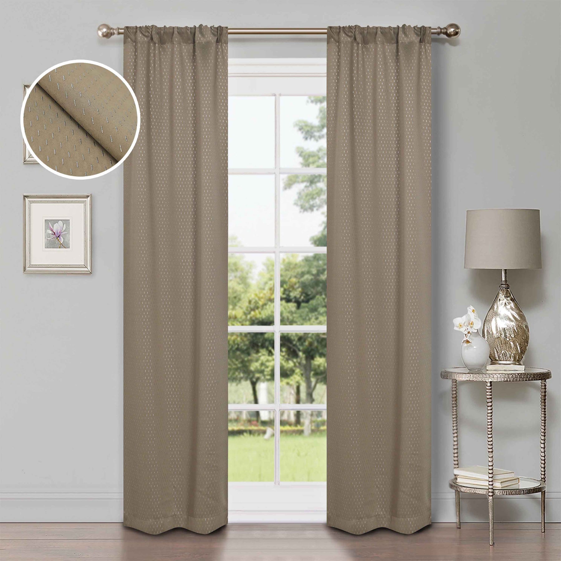 Modern Shimmer Washable Room Darkening Blackout Curtains, Set of 2