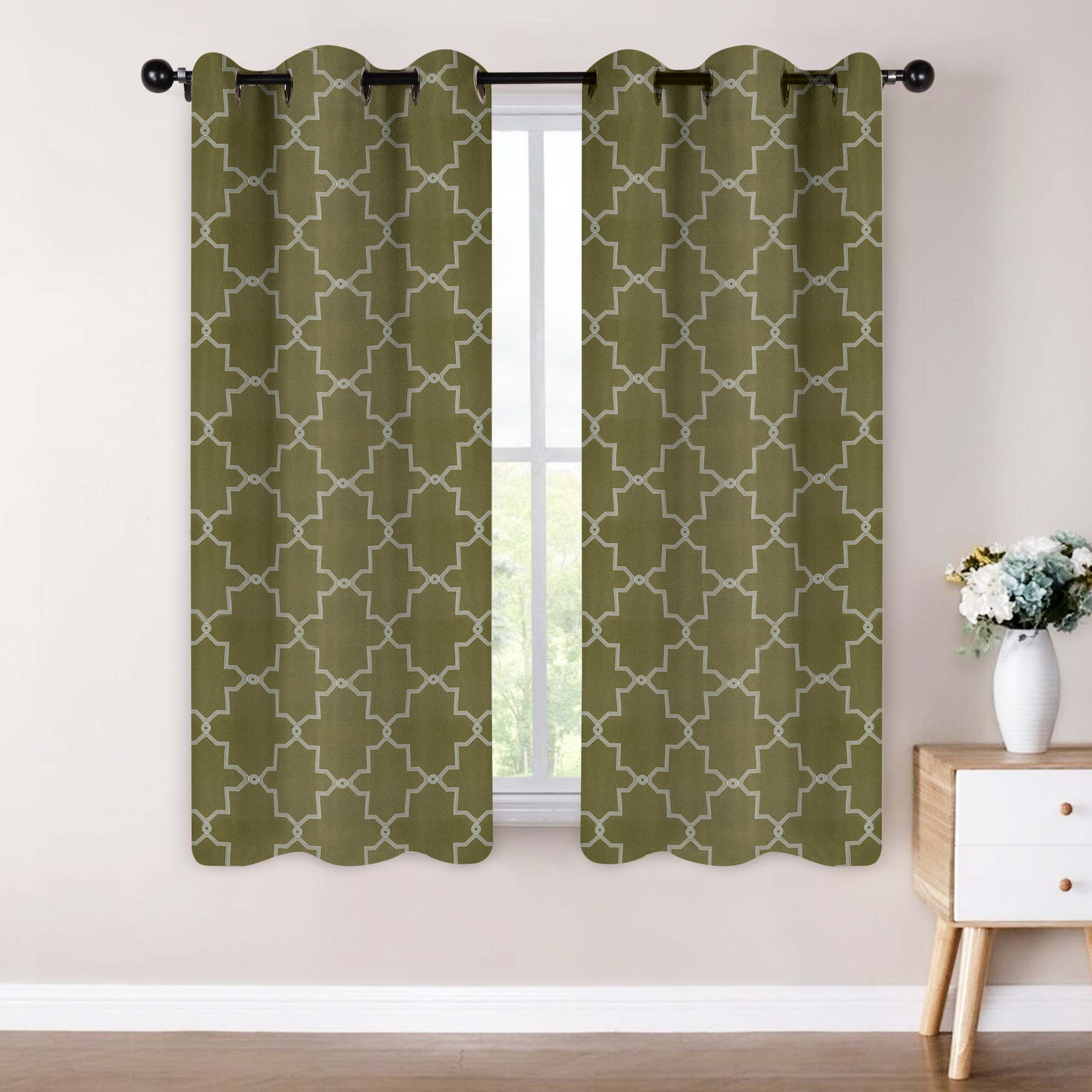 Imperial Trellis Washable Room Darkening Blackout Curtains, Set of 2