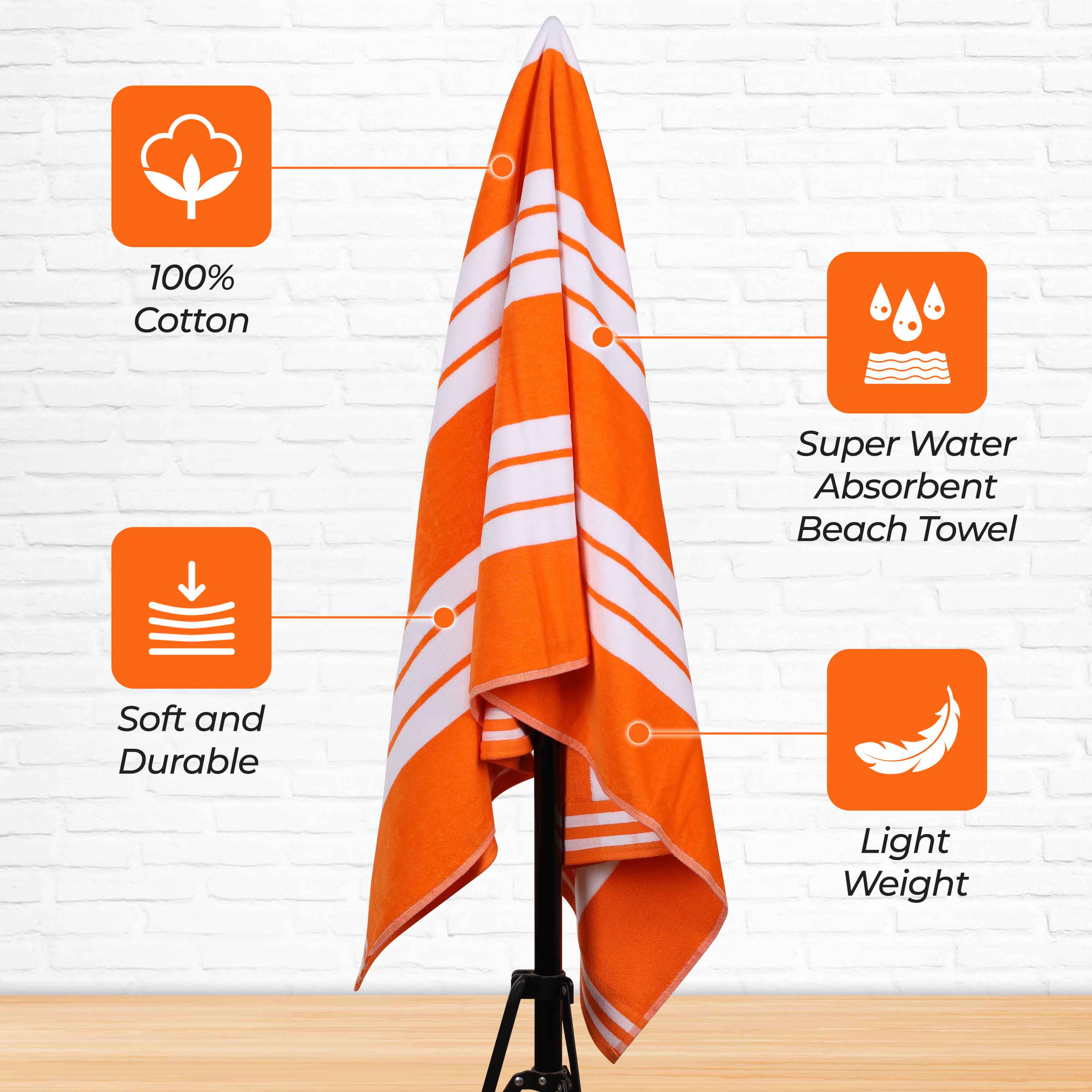 Striped Extra Large Oversized Absorbent Quick Dry Cotton Beach Towel - Beach Towel by Superior