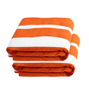 Cabana Striped Cotton Standard Size Chaise Lounge Chair Cover Set of 2 - Orange