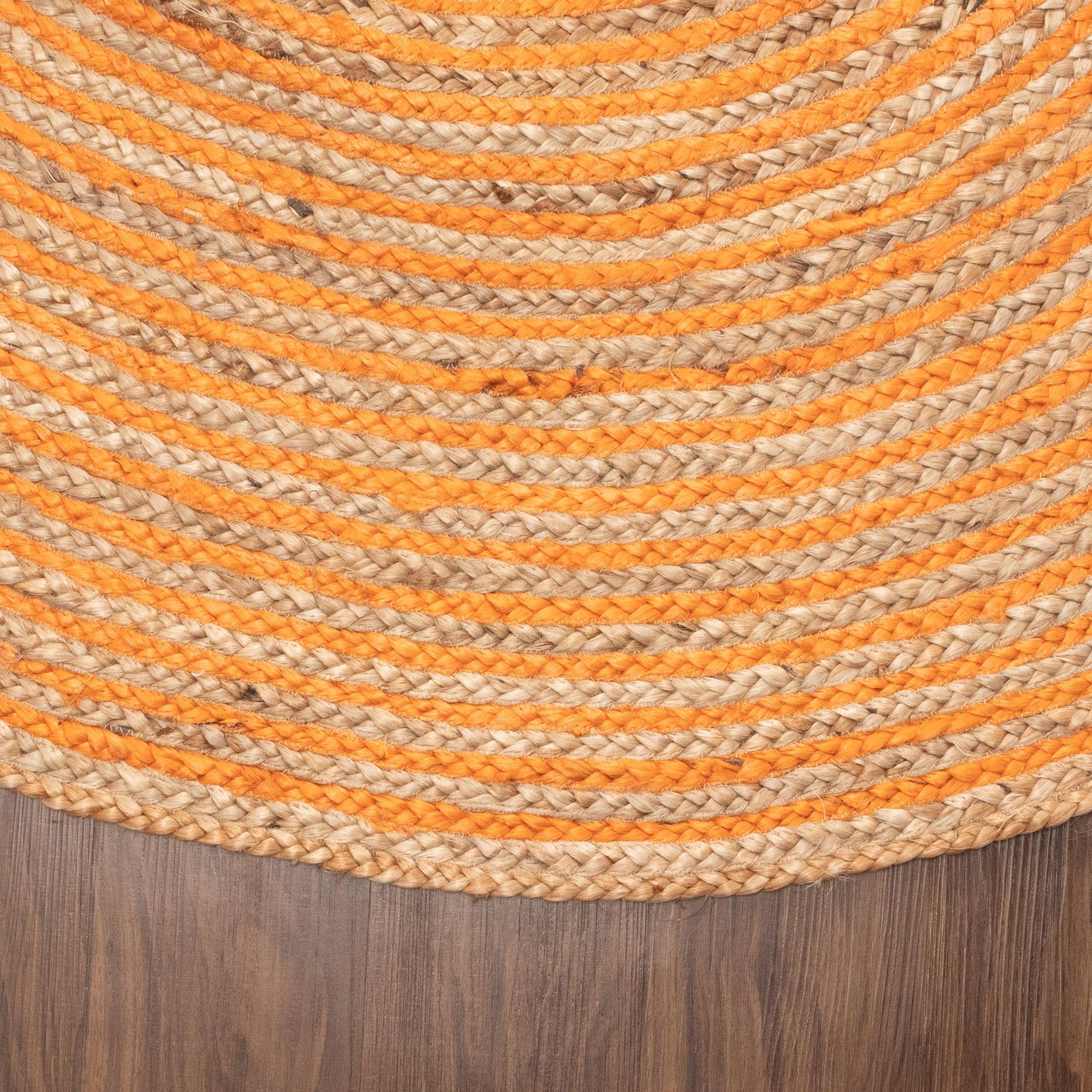 Braided Jute Reversible Round Indoor Outdoor Area Rug - Orange