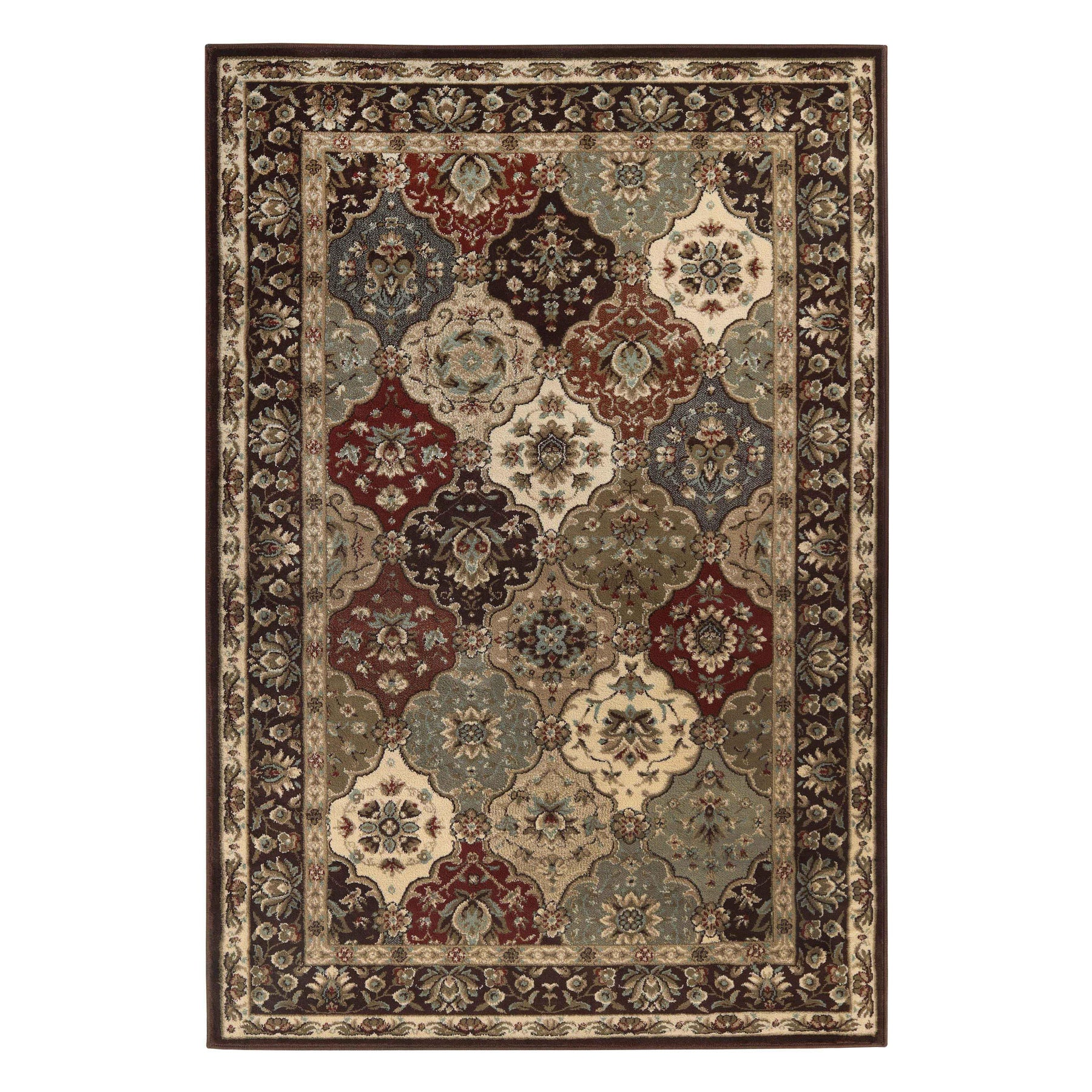 Palmyra Traditional Floral Medallion Indoor Area Rug Or Runner Rug - Chocolate