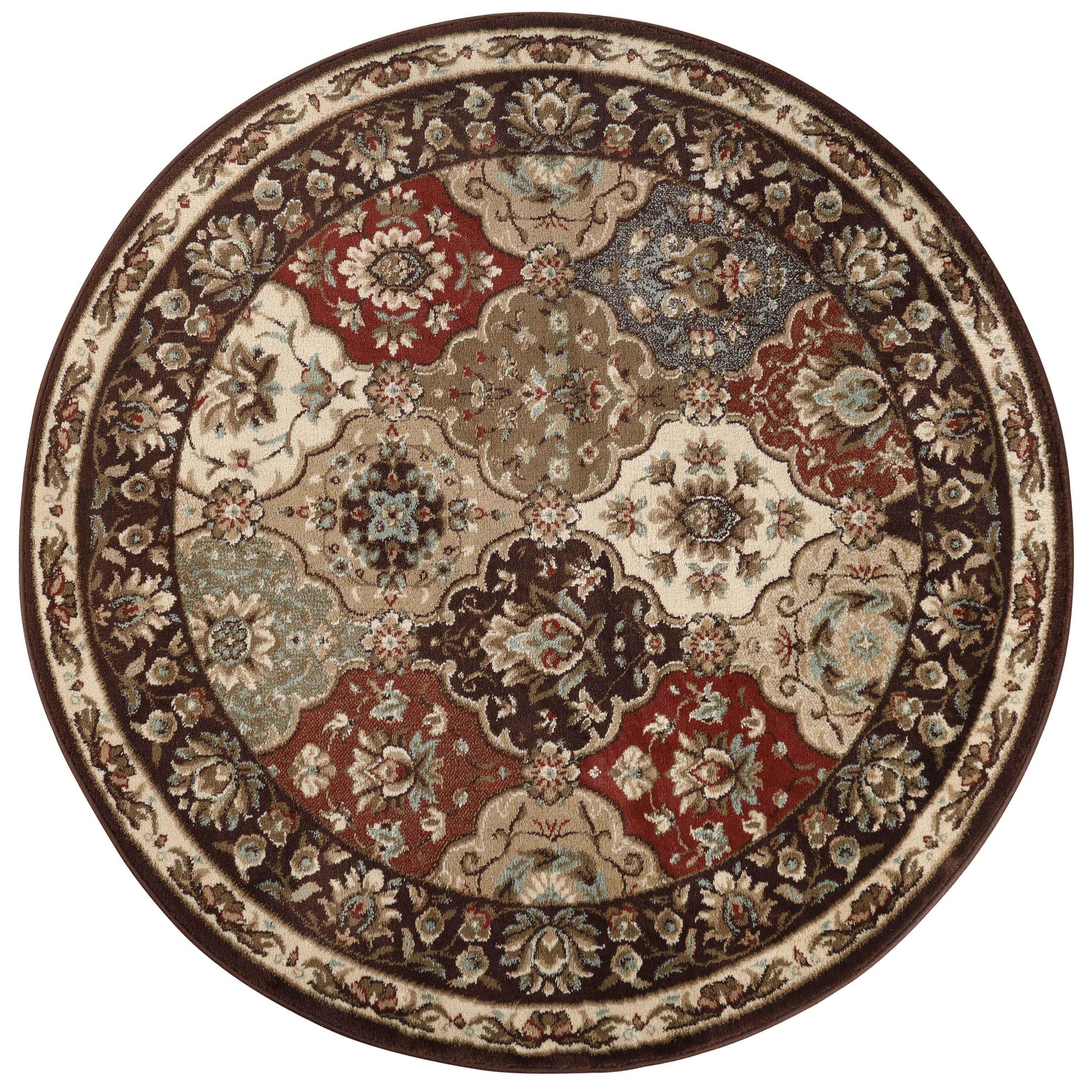 Palmyra Traditional Floral Medallion Indoor Area Rug Or Runner Rug - Chocolate