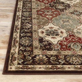 Palmyra Traditional Floral Medallion Indoor Area Rug Or Runner Rug - Chocolate