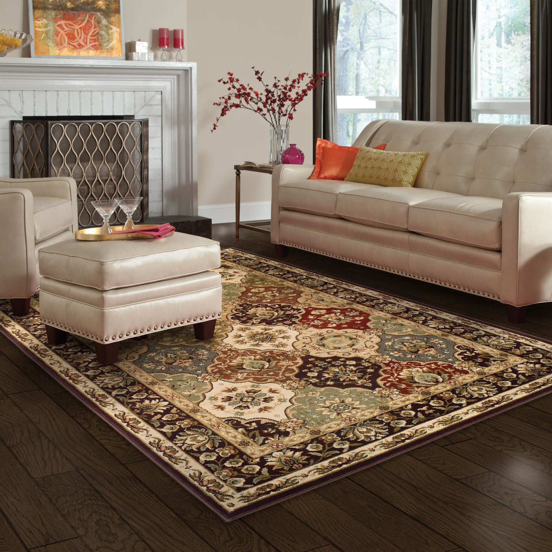 Palmyra Traditional Floral Medallion Indoor Area Rug Or Runner Rug - Beige