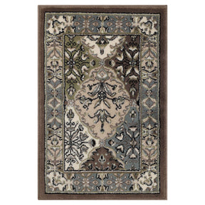 Paloma Contemporary Damask Indoor Area Rug or Runner Rug Or Door Mat - Brown