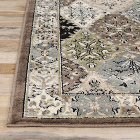 Paloma Contemporary Damask Indoor Area Rug or Runner Rug Or Door Mat - Brown