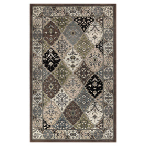 Paloma Contemporary Damask Indoor Area Rug or Runner Rug Or Door Mat - Brown