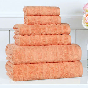 Mika Smart Twist Cotton Solid Textured Ribbed 6 Piece Towel Set