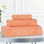 Mika Smart Twist Cotton Solid Textured Ribbed 3 Piece Towel Set - Towel Set by Superior