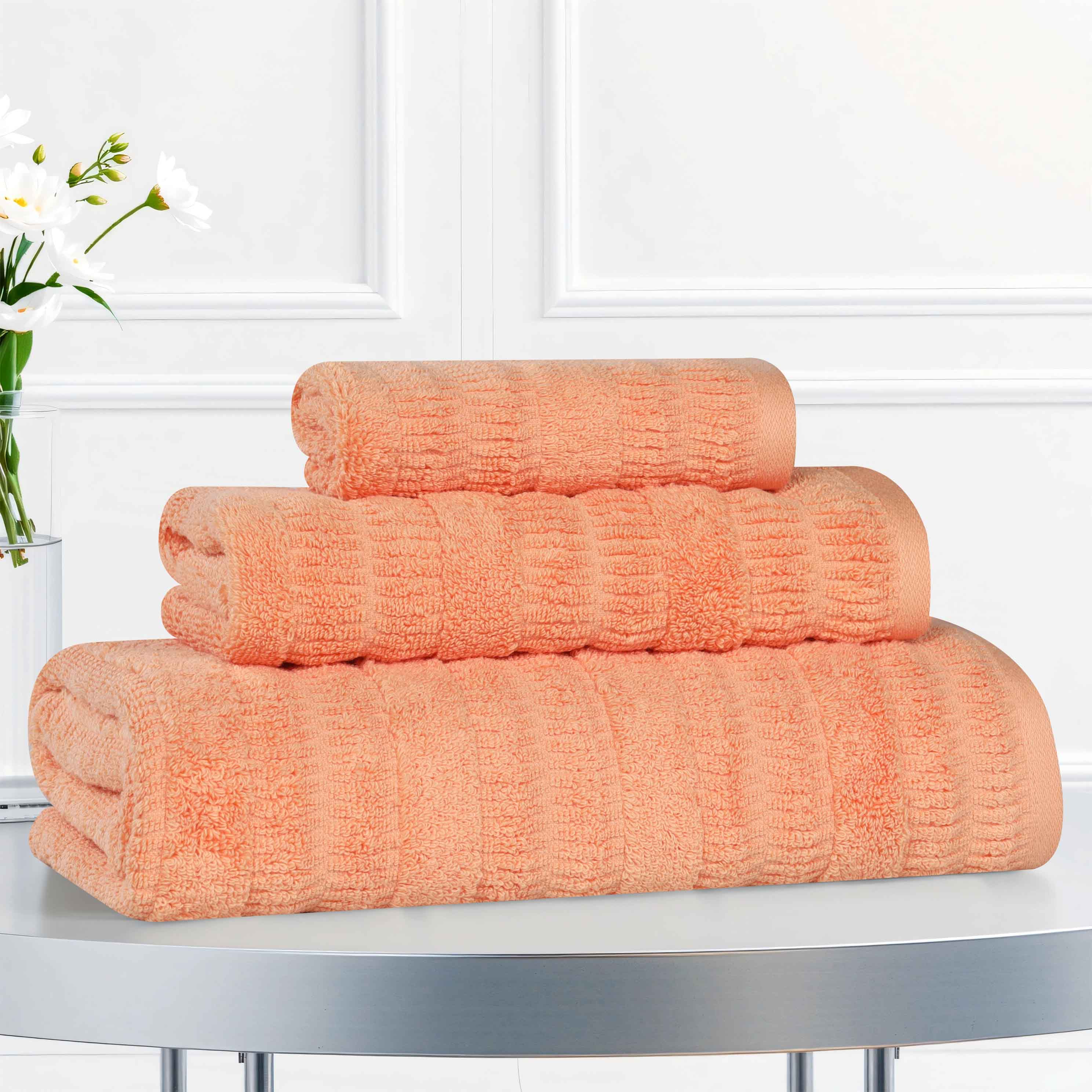 Mika Smart Twist Cotton Solid Textured Ribbed 3 Piece Towel Set - Towel Set by Superior