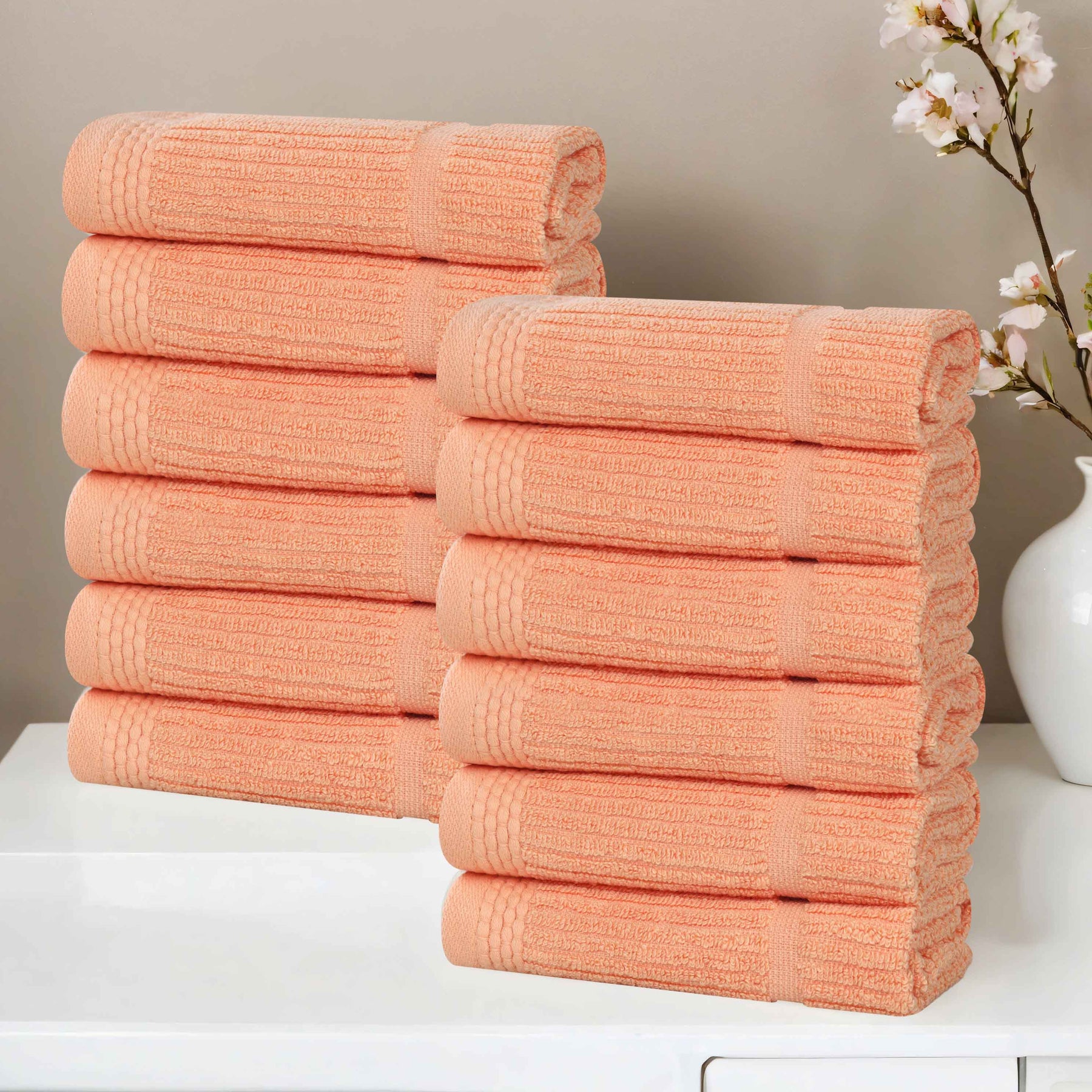 Milo Smart Twist Cotton Medium Weight Solid Face Towels, Set of 12