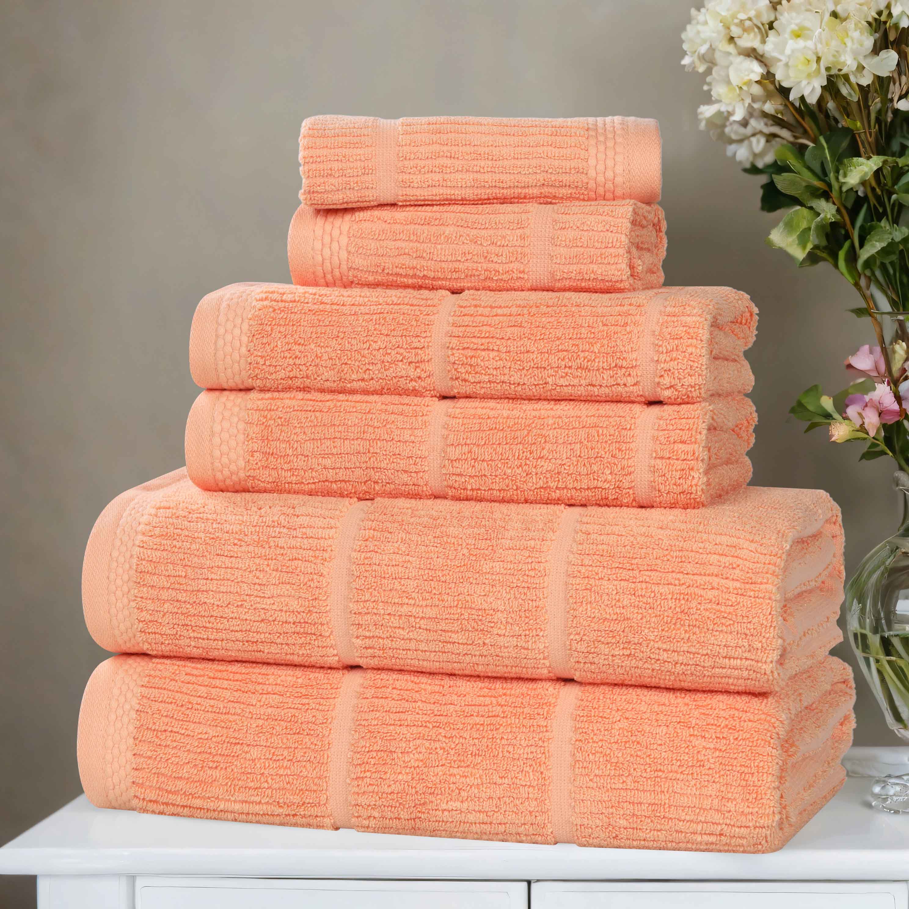 Milo Smart Twist Cotton Medium Weight Solid Ribbed 6 Piece Towel Set - Towel Set by Superior