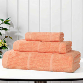 Milo Smart Twist Cotton Solid Ribbed 3 Piece Towel Set