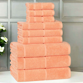 Mile Smart Twist Cotton Solid Thick Border 9 Piece Towel Set