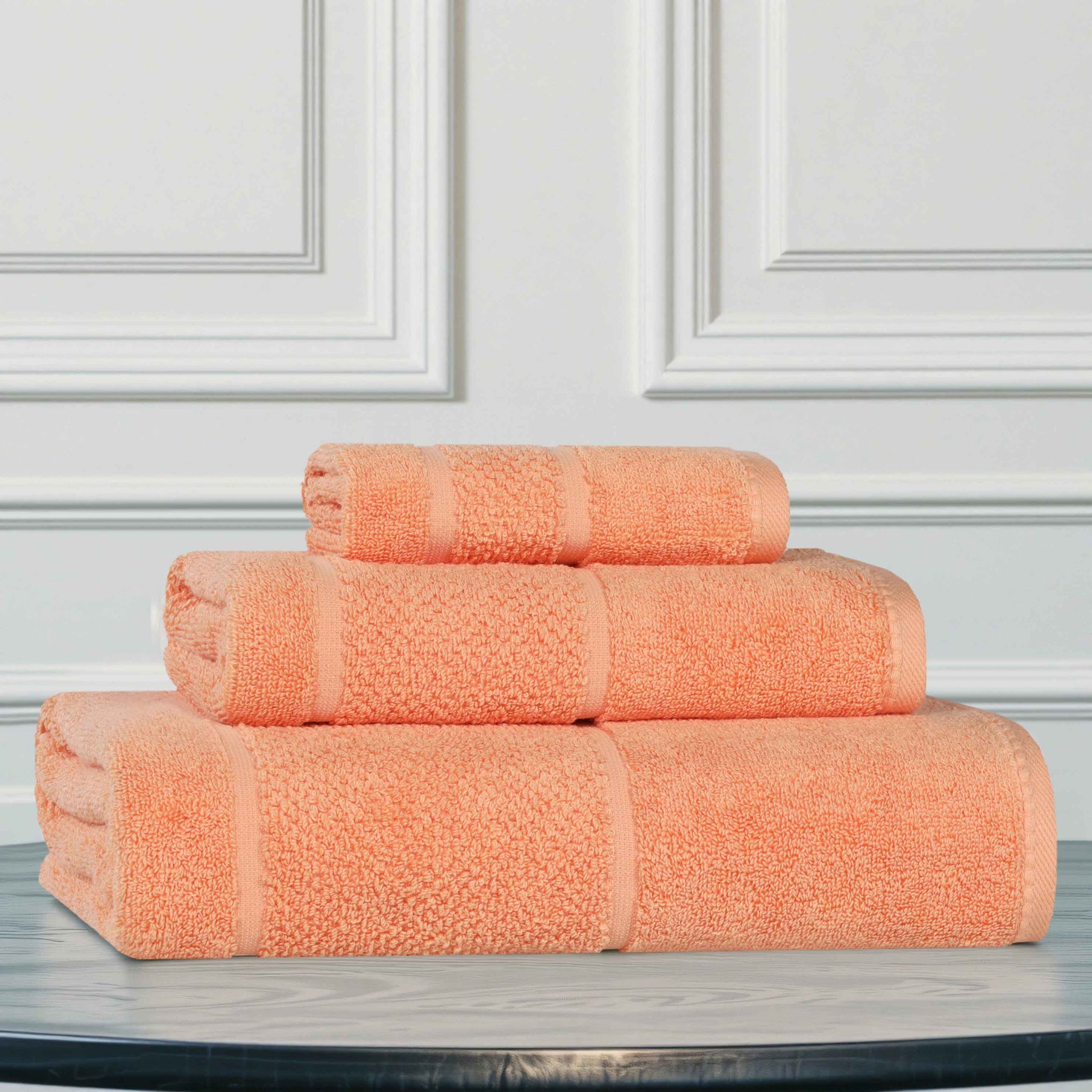 Mile Smart Twist Cotton Solid Thick Border 3 Piece Towel Set