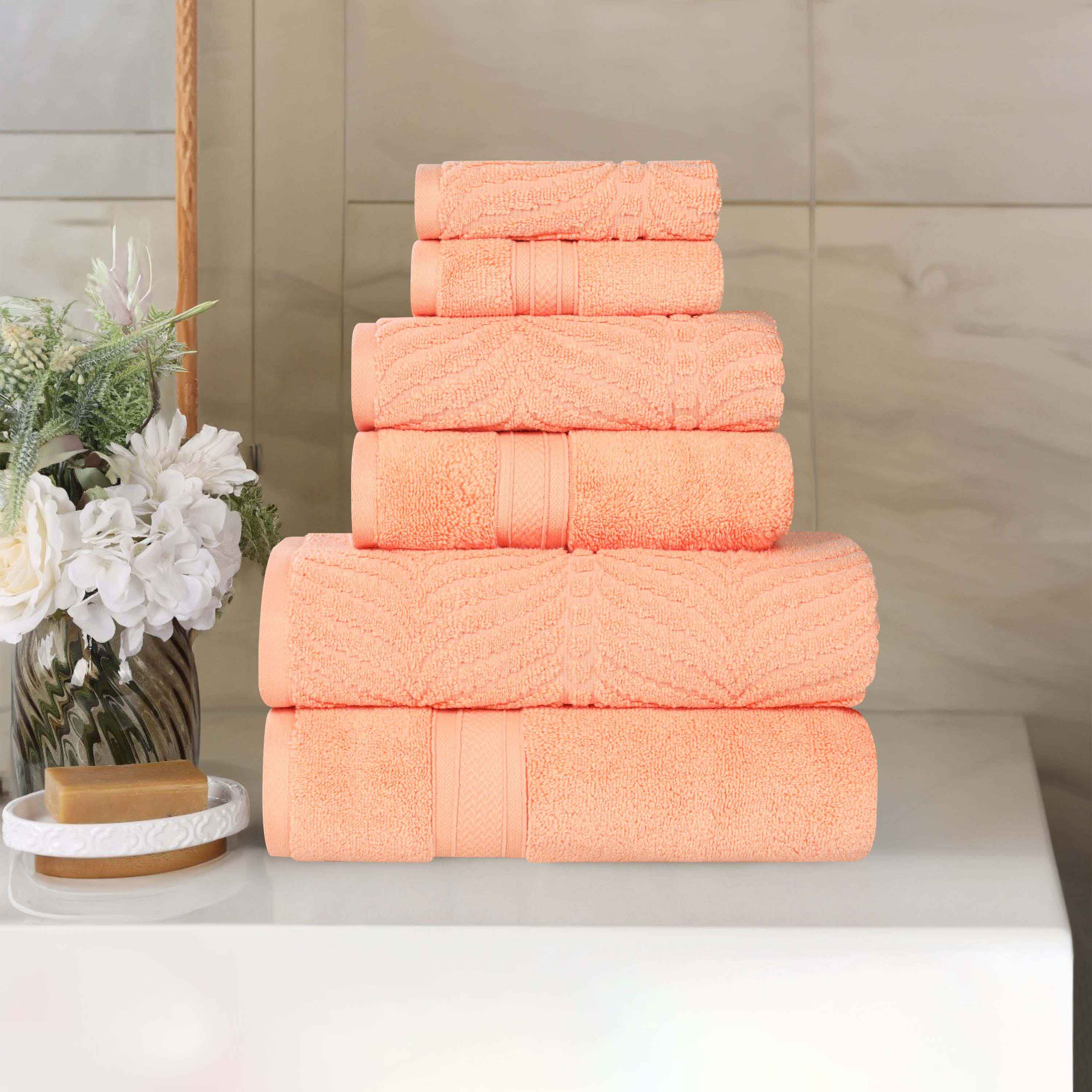 Chevron Zero Twist Solid and Jacquard Soft Cotton 6 Piece Towel Set - Towel Set by Superior