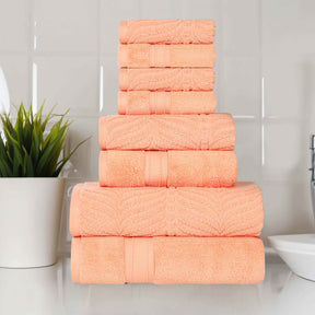 Chevron Zero Twist Solid and Jacquard Cotton 8 Piece Towel Set