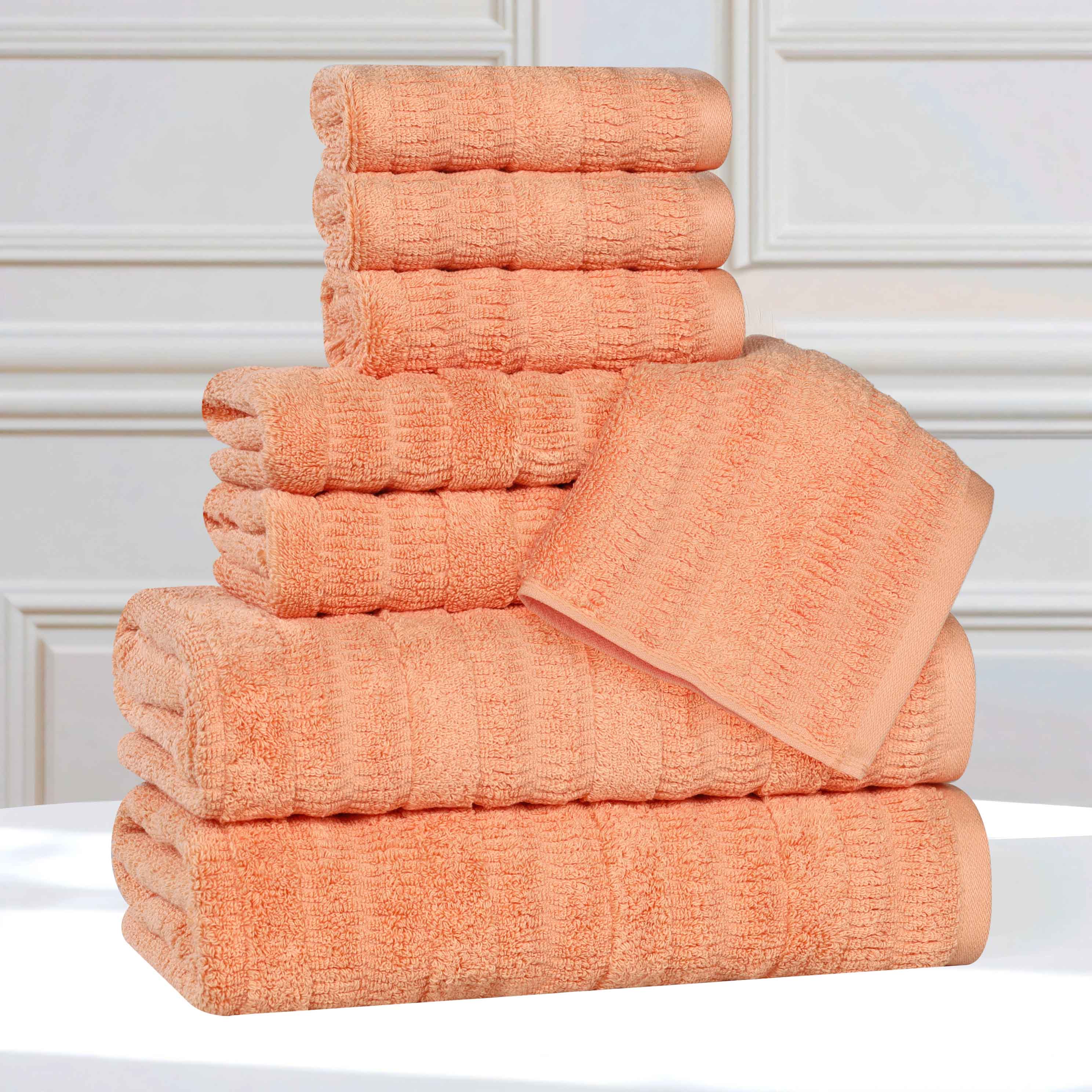 Mika Smart Twist Cotton Solid Textured Ribbed 8 Piece Towel Set - Towel Set by Superior