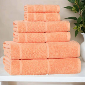 Mile Smart Twist Cotton Solid Thick Border 6 Piece Towel Set