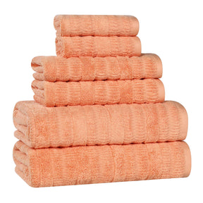 Mika Smart Twist Cotton Solid Textured Ribbed 6 Piece Towel Set