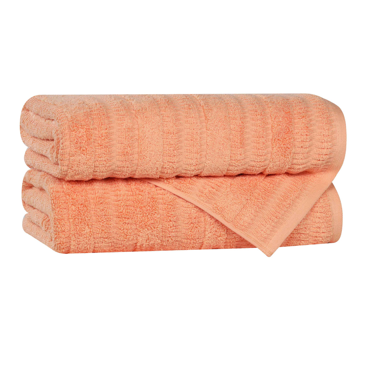 Mika Smart Twist Cotton Solid Textured Ribbed Bath Towels, Set of 2