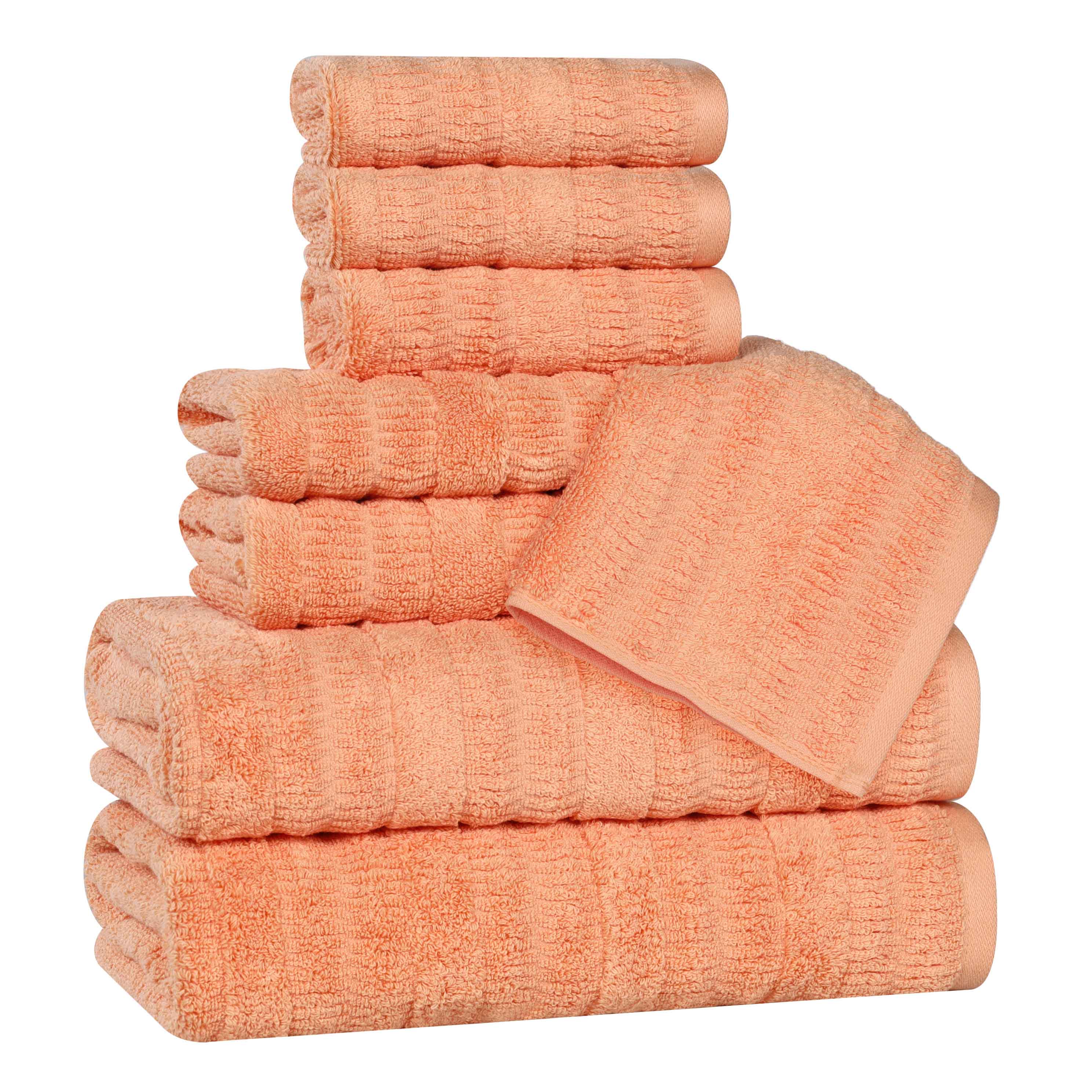 Mika Smart Twist Cotton Solid Textured Ribbed 8 Piece Towel Set - Towel Set by Superior