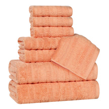 Mika Smart Twist Cotton Solid Textured Ribbed 8 Piece Towel Set