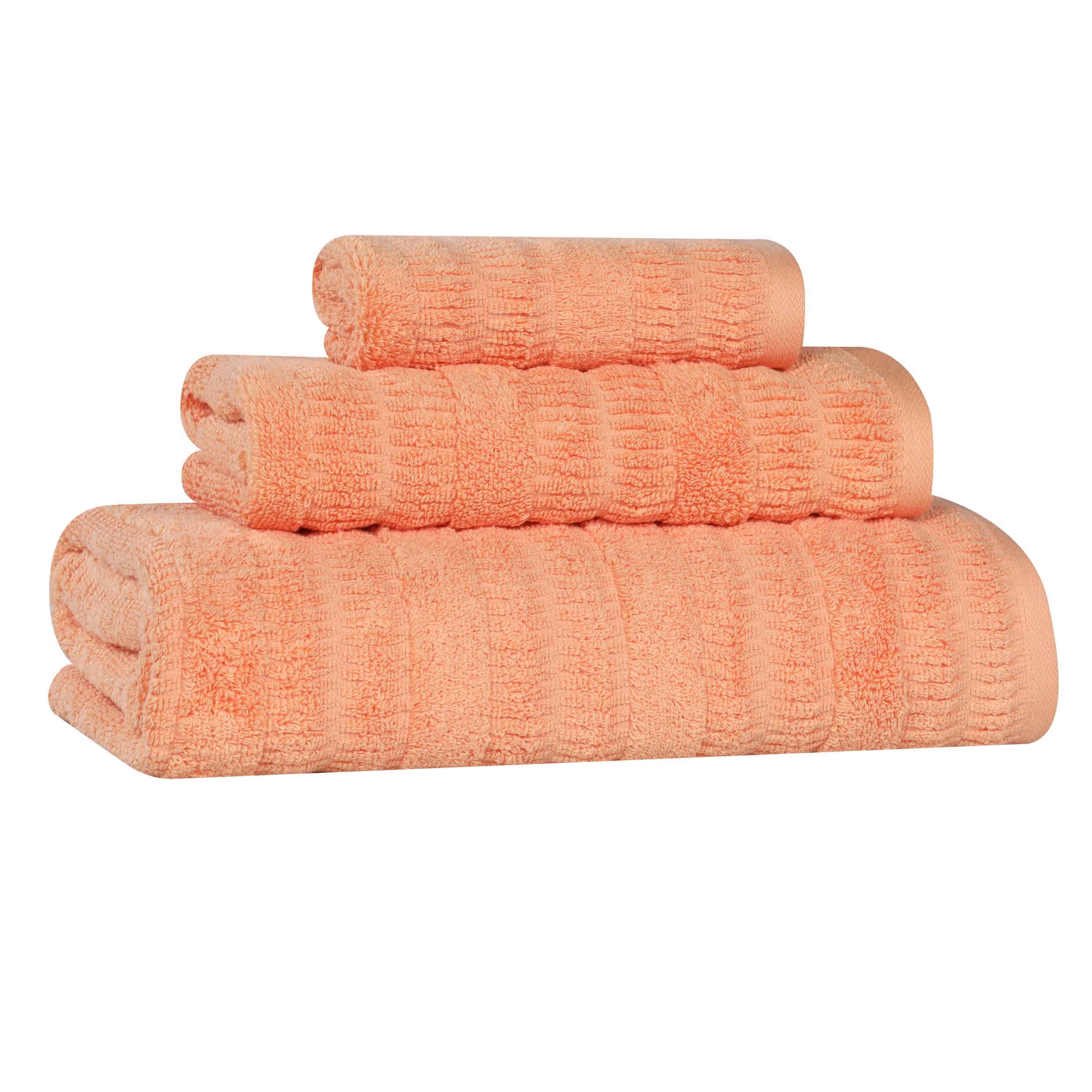 Mika Smart Twist Cotton Solid Textured Ribbed 3 Piece Towel Set - Towel Set by Superior