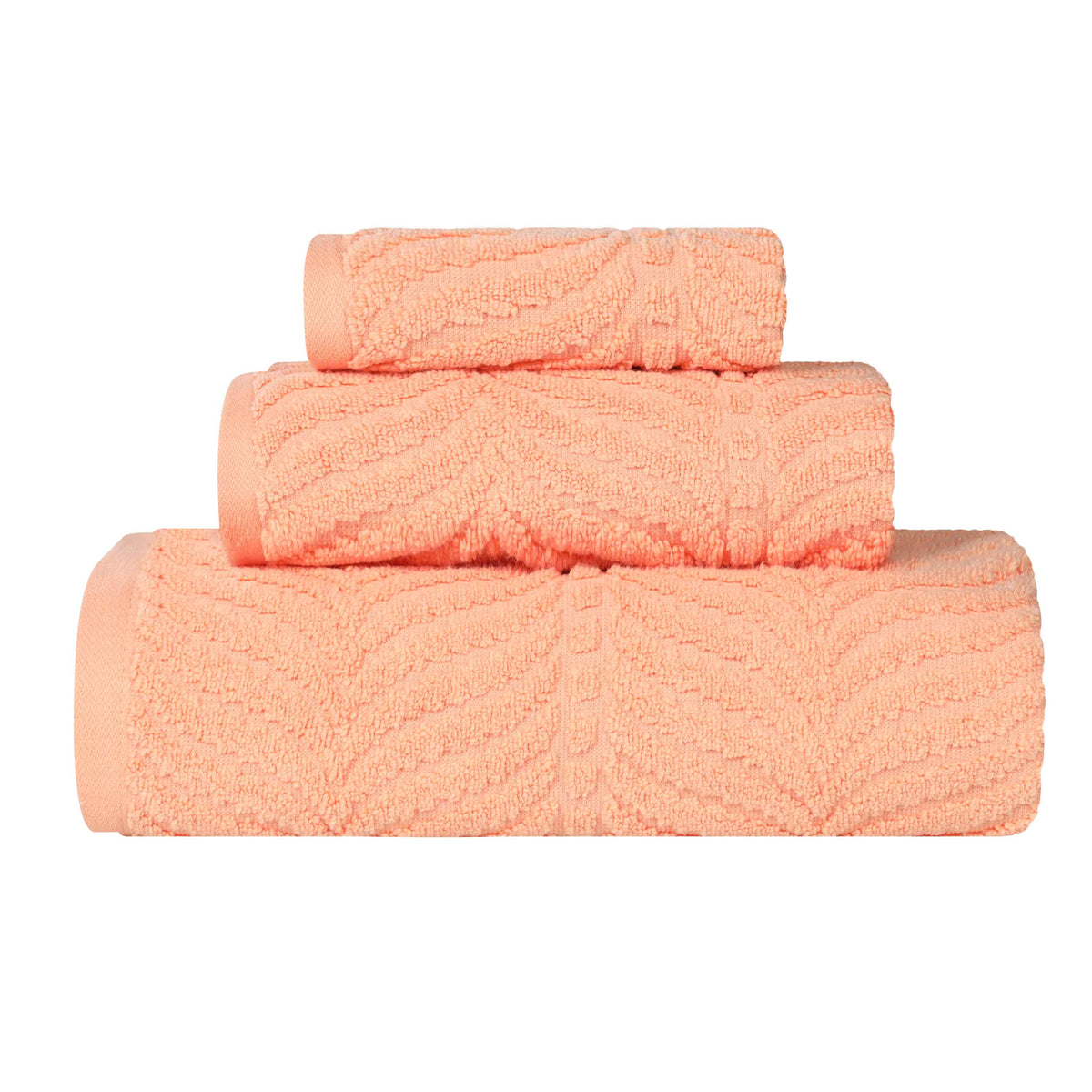 Chevron Zero Twist Jaquard Cotton 3 Piece Bathroom Towel Set