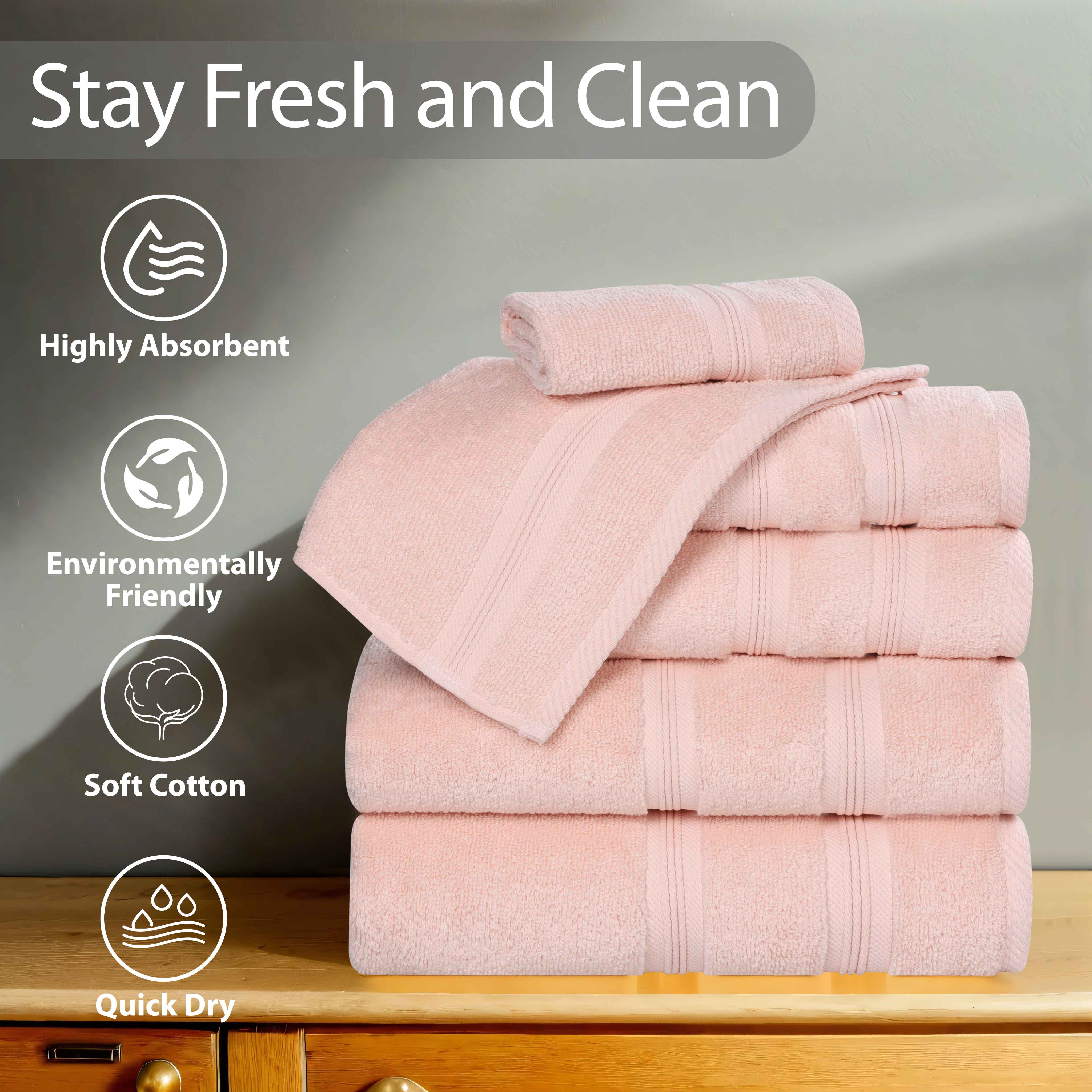 Smart Dry Zero Twist Cotton Medium Weight 6 Piece Assorted Towel Set - Towel Set by Superior