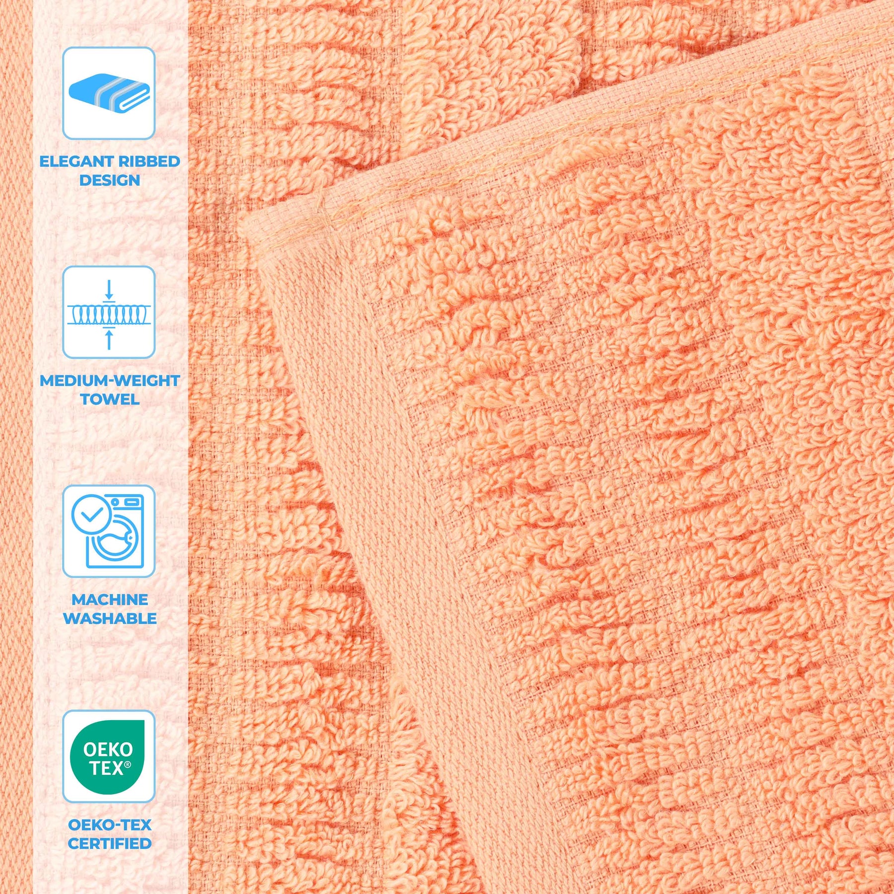 Mika Smart Twist Cotton Solid Textured Ribbed 9 Piece Towel Set