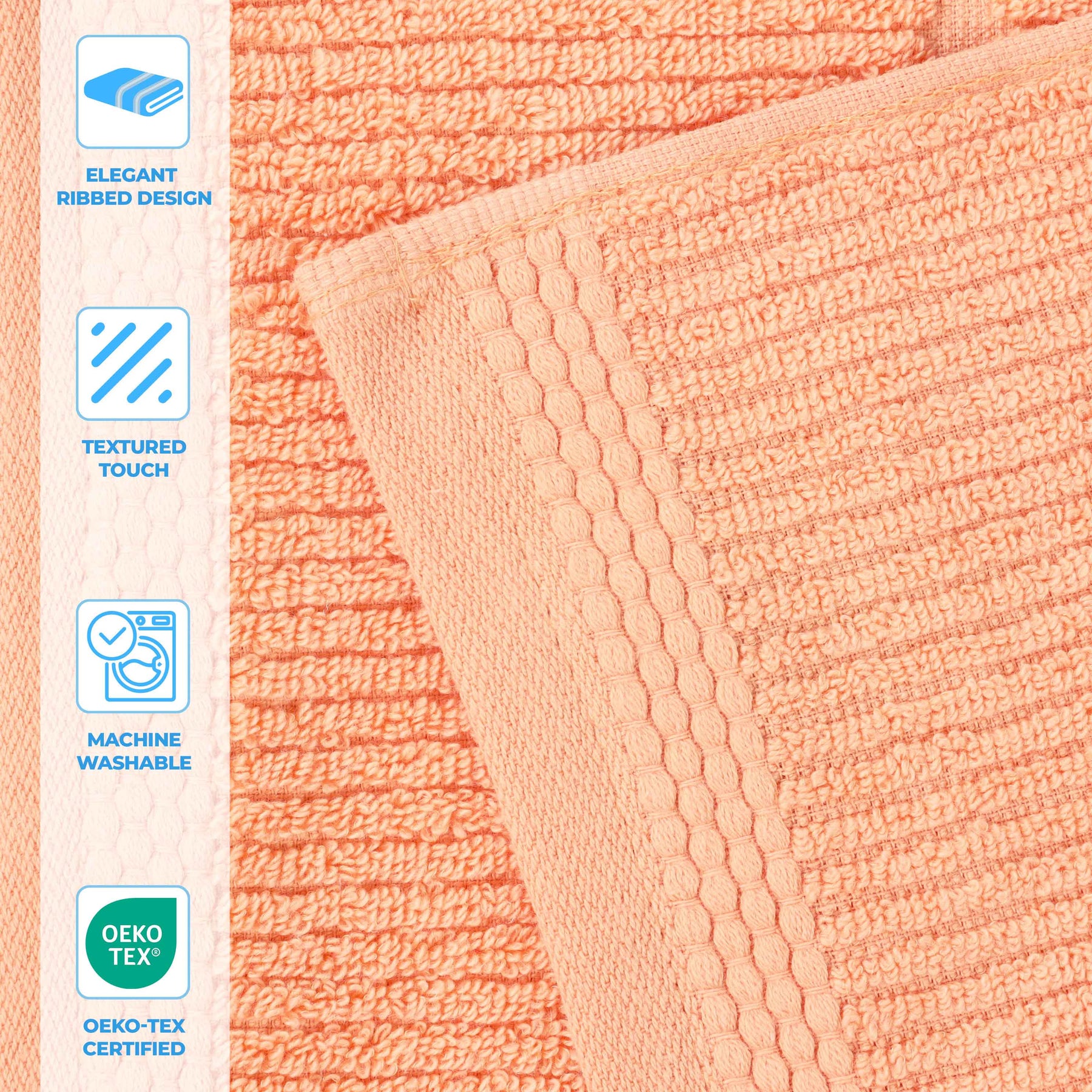 Milo Smart Twist Cotton Medium Weight Solid Ribbed 6 Piece Towel Set